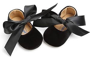 RVROVIC Baby Girls Mary Jane Flats Anti-Slip Rubber Sole Bow Toddler Princess Dress Shoes