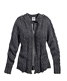 Harley-Davidson Womens Button Cuff Cable Knit Full Zip Grey Sweater 96049-14VW Small