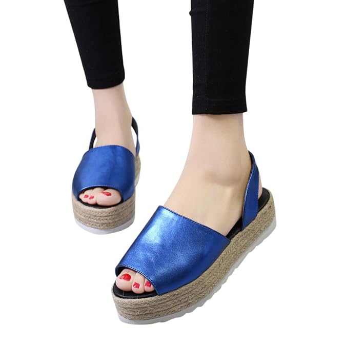 Damen Espadrilles mit Plateausohle, Frauen Sandalen Römersandalen Schnalle Strandsandalen Sommer Bequeme Elegante Sandaletten