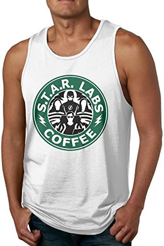 HotBB Men's Star Labs Coffee The Flash Tank Top Shirt White