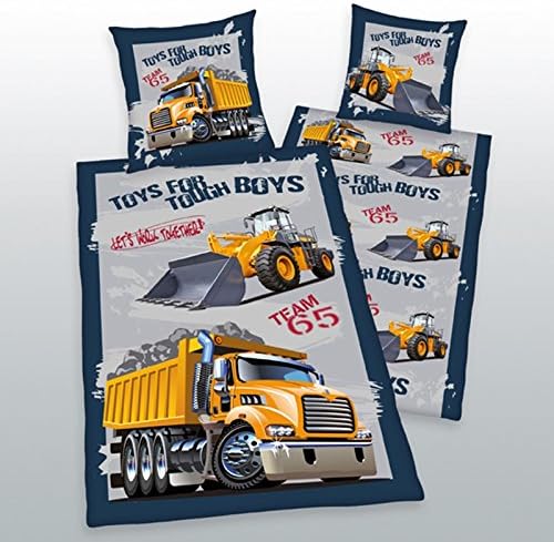 Diggers and Trucks Single/US Twin Reversible Duvet Cover and Pillowcase Set