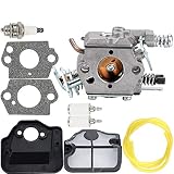Carburetor Air Filter Fuel Line Spark Plug Parts Kit for Husqvarna 36 41 136 137 137E 141 142 141LE 142E Husky Saw Zama C1Q-W29E Carb WT-834 WT-657 WT-529 WT-289 WT-285 WT-239 WT-202 Engine Chainsaw