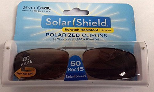 SOLAR SHIELD Clip-on Polarized Sunglasses Size 50 Rec 15 Brown Full Frame NEW by Solar Shields
