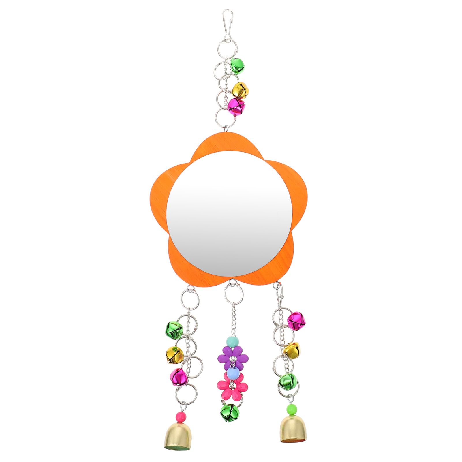 POPETPOP Cockatiel Toys Chicken Mirror Toys Hanging Swing Mirror with Bell Coop Accessories for Chicks Parrots Birds Cockatoo Cockatiel Lovebirds Finch Canaries Parrot Toy