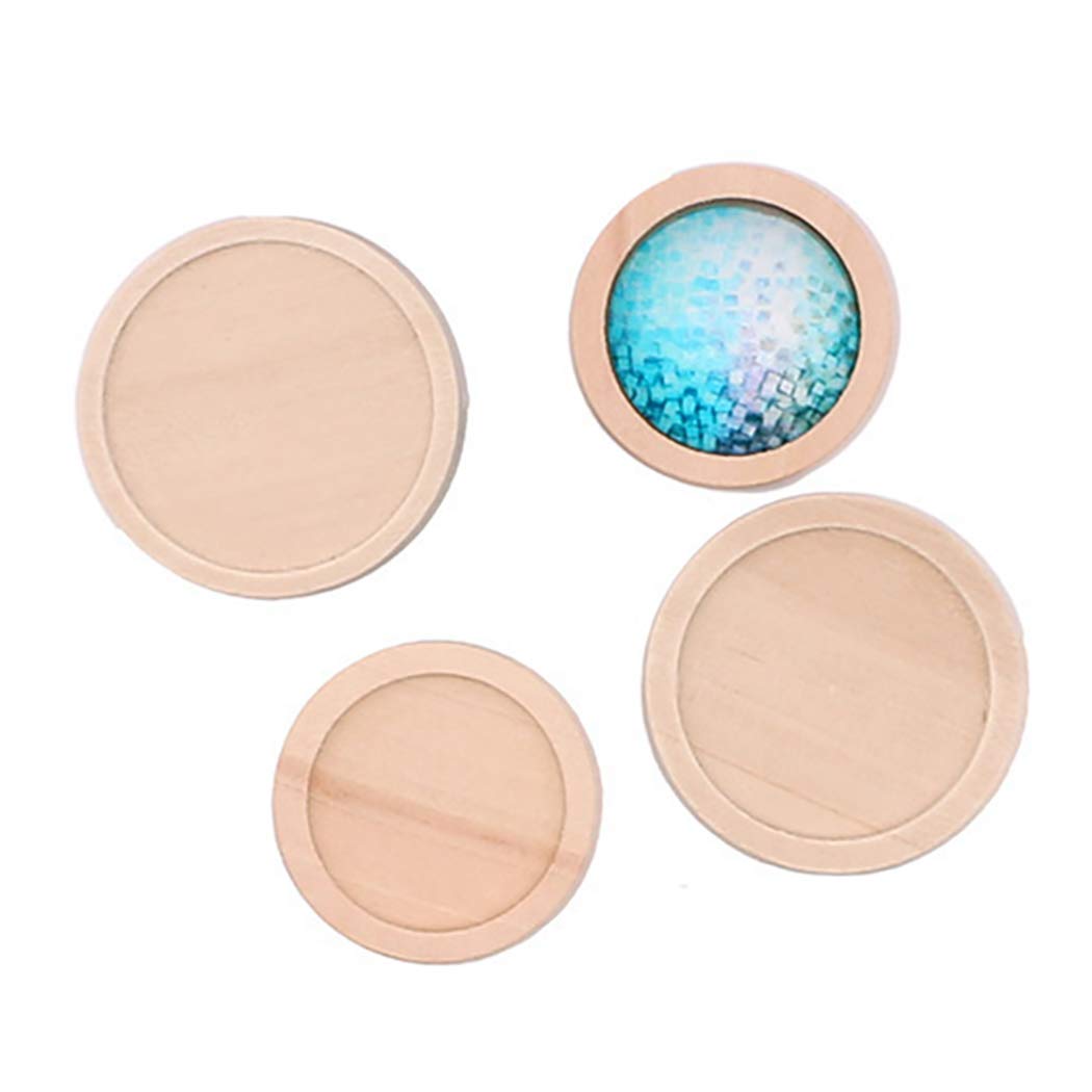 JUSTDOLIFE 40PCS Anhänger Tablett DIY Runde Holzanhänger Blank Cabochon
