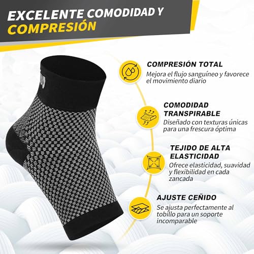CAMBIVO 2 Pairs Ankle Brace for Sprain, Compression Ankle Sleeves for Men and Women, Socks with Arch Support for Plantar Fasciitis Recovery, Injury, Swelling, Spurs, Achilles Tondon