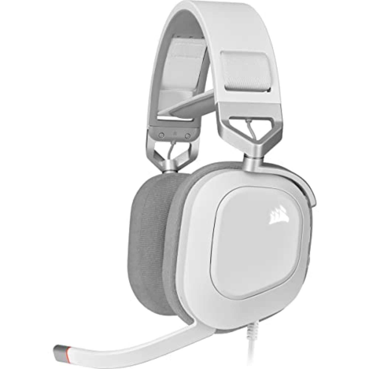 Corsair HS80 RGB USB Premium Gaming Auriculares con sonido envolvente Dolby Audio 7.1 (micrófono omnidireccional de calidad de transmisión, almohadillas de espuma viscoelástica, sonido de alta fidelidad, construcción duradera) Blanco