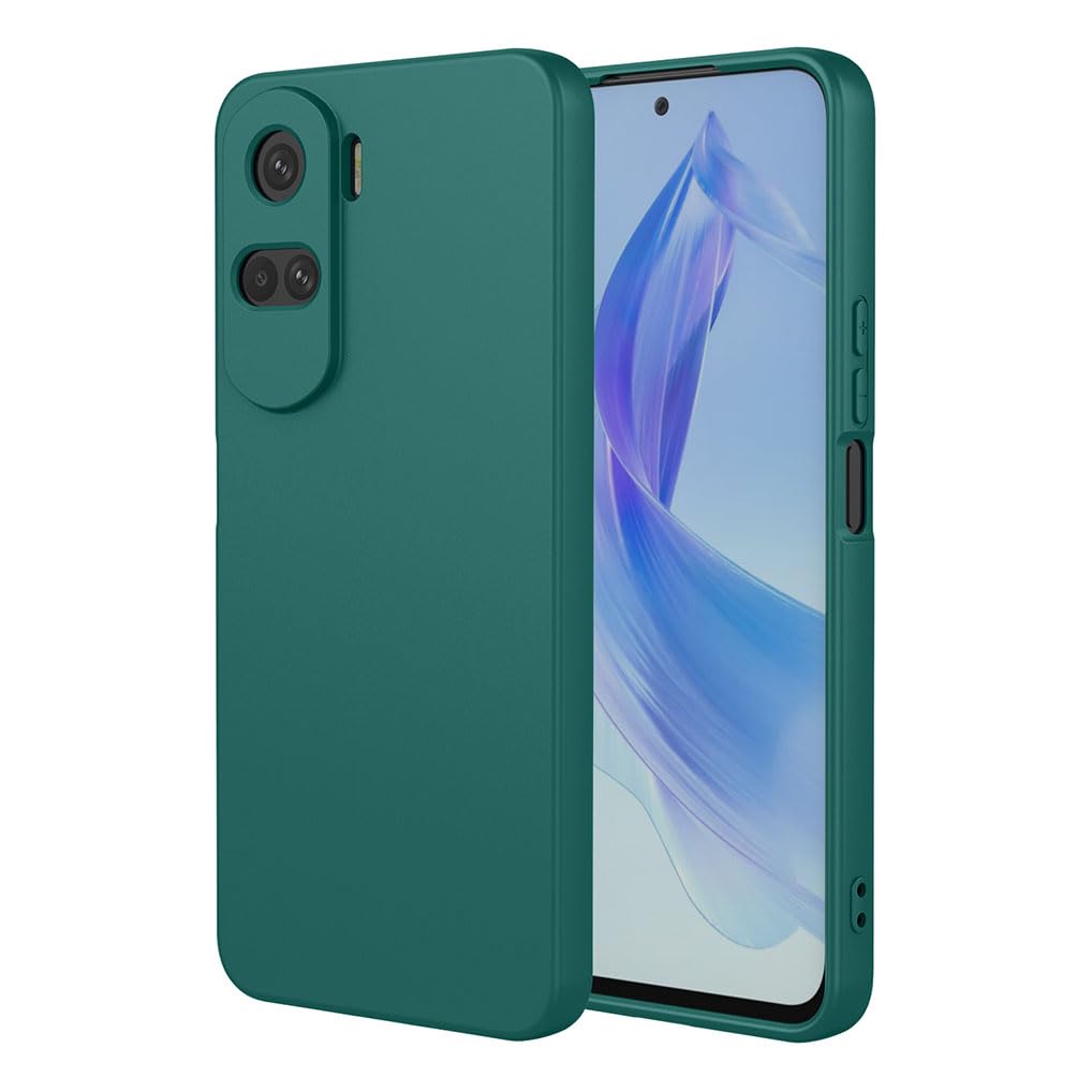 SEAHAI Case for HONOR 90 Lite 5G, Ultra Thin Silky-Soft Touch Liquid Silicone Phone Cover with Shockproof Airbag Design, Premium TPU Bumper Fashion Case - Dark Green