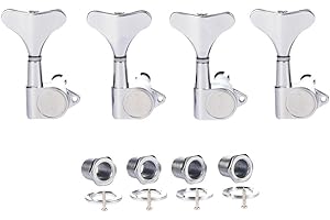 KAISH 4 String 18:1 Sealed Bass Tuners Bass Guitar Tuning Keys Tuning Machine Heads for Ibanez/Yamaha Style Acoustic/Electric Bass Chrome
