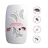 Ultrasonic Pest Repeller - Electronic Pest Control Repel Mice,cockroach,fly,mosquito,ants,spiders,bed Bugs,rodent - Indoor Home Insect Control Repellent Roaches Equipment - Pink & White (White)