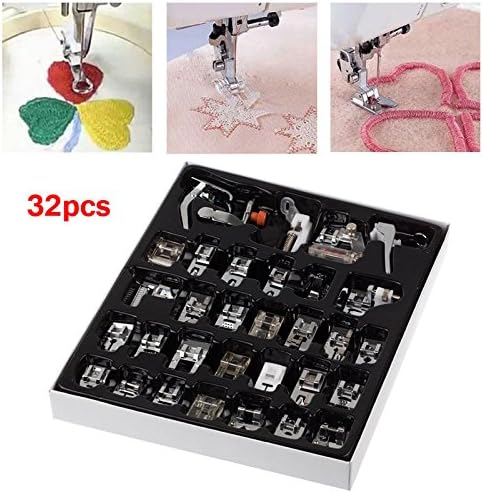 32pcs Presser Foot Feet For Brother Singer Domestic Sewing Machine Part Tool Kit