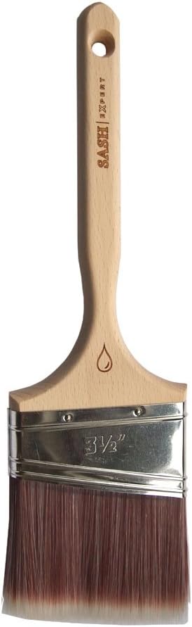 Sash Expert Flat Professional Angled Paint Brush (3-1/2"), Angle Sash Synthetic Paint Brushes, Perfect Edge Brush