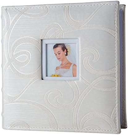 Profolio Leatherette Wedding Photo Album Holds 200 4 by 6 inch photos - White Swirl