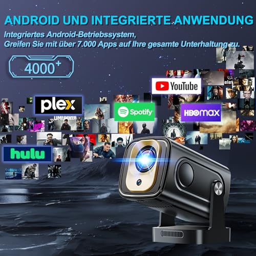 Mini Projector 4K 1080P [2026 New & Automatic Focus] Projector Portable with WiFi 6 and Bluetooth 5.4 with 270° Rotating & Automatic Keystone Correction with HDMI/TV Stick/Memory Stick/Laptop, Black