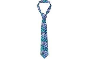 bnvaab Mermaid Teal Fish Scale Print Men's Necktie Business Wedding Party Office Wear Special Occasions Outfit Accessory