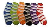 Differenttouch 6 Pairs Pack Super Soft Cozy Fuzzy Winter Slipper Socks (9-11, Stripes 2)