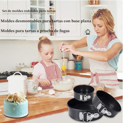 xocome Baking Pans - Set of 3 Round Cake Pans - 4/7/9 Inch - Non-Stick and Leak Proof Coating - Great for Baking Cheesecakes