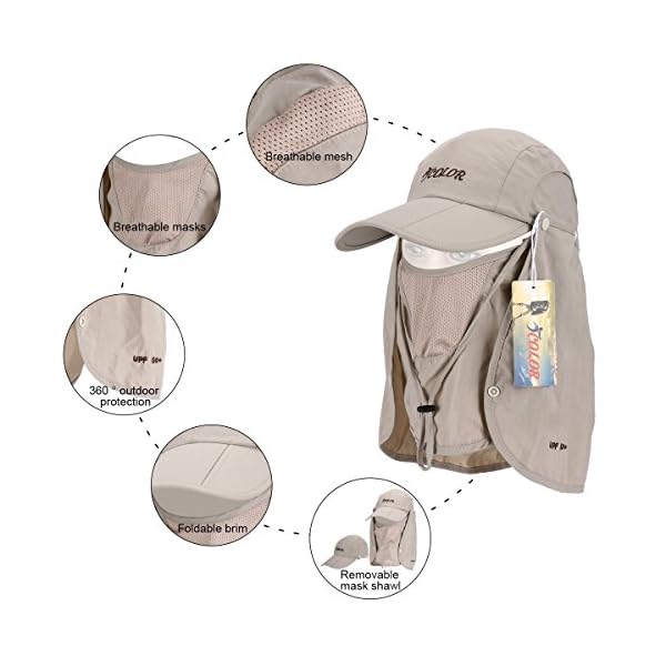 ICOLOR-Sun-Caps-Flap-Hats-360-Solar-Protection-UPF-50-Sun-Cap-Removable-NeckFace-Flap-Cover-Caps-for-Man-Women-BaseballBackpackingCyclingHikingFishingGardenHunting-Outdoor-Camping