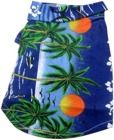 Tangpan Hawaiian Beach Coconut Tree Print Dog Shirt Summer Camp Shirt Clothes