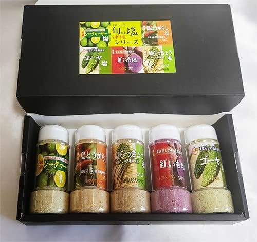 Amazon 旬の塩セット 沖縄シリーズ ゴーヤ塩 紅いも塩 島とうがらし塩 島らっきょう塩 シークワーサー塩の５種ギフト箱入 無香料 無着色 ノーブランド品 塩 通販