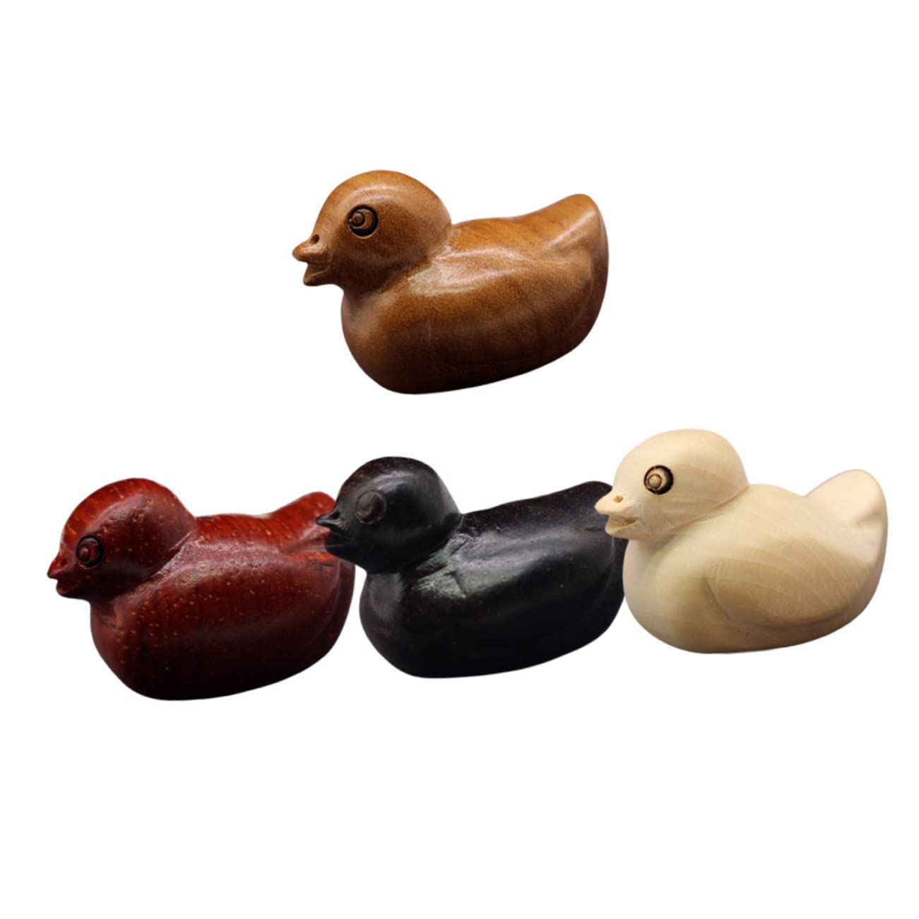 4Pcs Wooden Duck Figurines Mini Animal Charms for Craft Making, Hanging Ornaments, and Diy Decorations