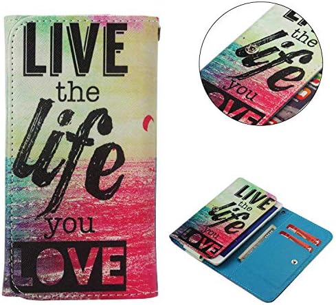 Universal Cell Phone Flip Case for TP-Link Neffos X1 Max 5.5" and More, JULAM PU Leather Skin Protective Folio Case Cover Wallet Clutch Bag with Card Slots (Love Life)