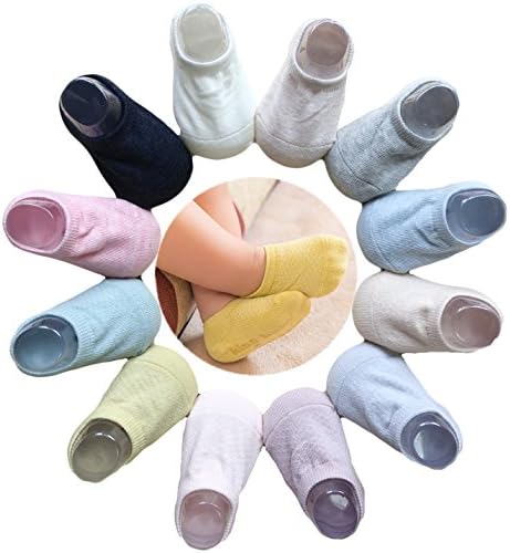 QandSweat Unisex Baby Anti Slip Foot Socks Toddler Non-skid Socks for Boy Girl and kids (12 Colors, 0-12Months)