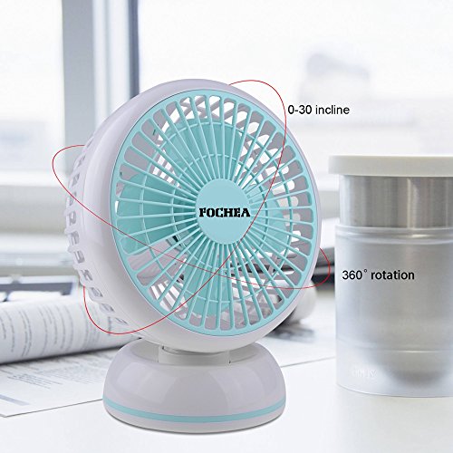 USB Desk Fan, Fochea 360 Degree Rotation 6 Inch Quiet Small Table Fan