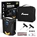 Foxnovo Tire Inflator for Car/Portable Air Compressor/Car Tire Pump/Auto Tire Pump with Pressure Gauge- Easy to Store - Auto Shut Off -Emergency Led Lighting & Long Cable for Car