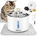 pedy Cat Water Fountain Stainless Steel, Automatic Pet Fountain with LED Light Switch & Water Level Window, Dog Water Dispenser with 2 Replacement Filter and Flower Silicone Mat, 81oz/2.4L