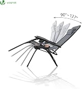 VOUNOT Zero Gravity Chair with Side Table Set of 2 Grey Folding Loungers view 3