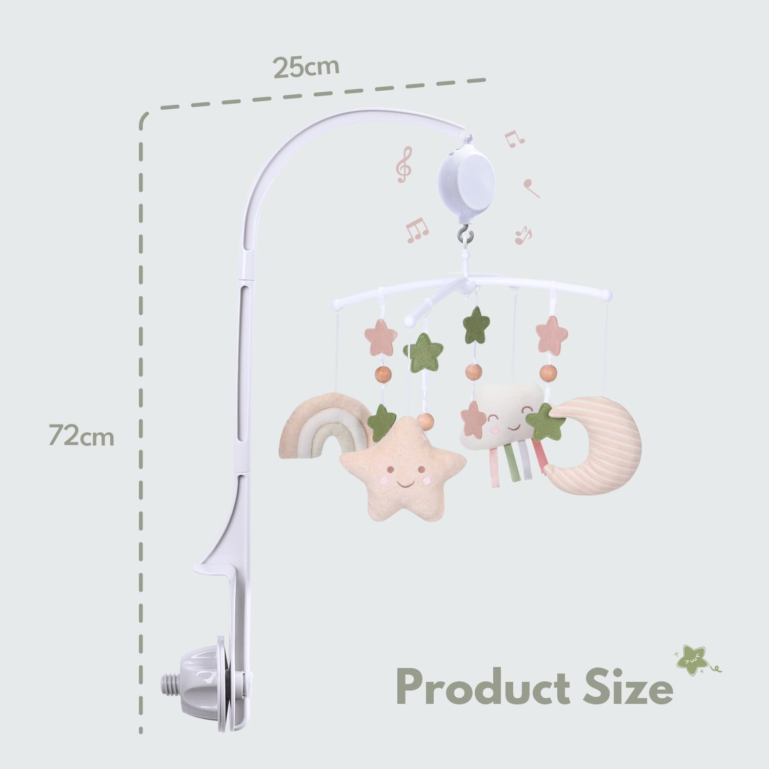 COTTONBEBE Mobile Baby,Baby Spieluhr mit 35 Musik,Einstellbare Lautstärke,Einfach anzubringen,Stoppt nach 30 Minuten automatisch,Perfekte Geschenk Für Jungen und Mädchen(Regenbogen) (Regenbogen) 3