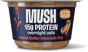 MUSH Overnight Oats - Peanut Butter Chocolate Chip Protein - 15g Protein, Good Source of Fiber, Non-GMO, Dairy Free, Gluten F