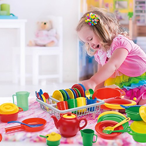 IQ Toys 40 Piece Play Dishes Set Pretend Play Childrens Unbreakable Toy