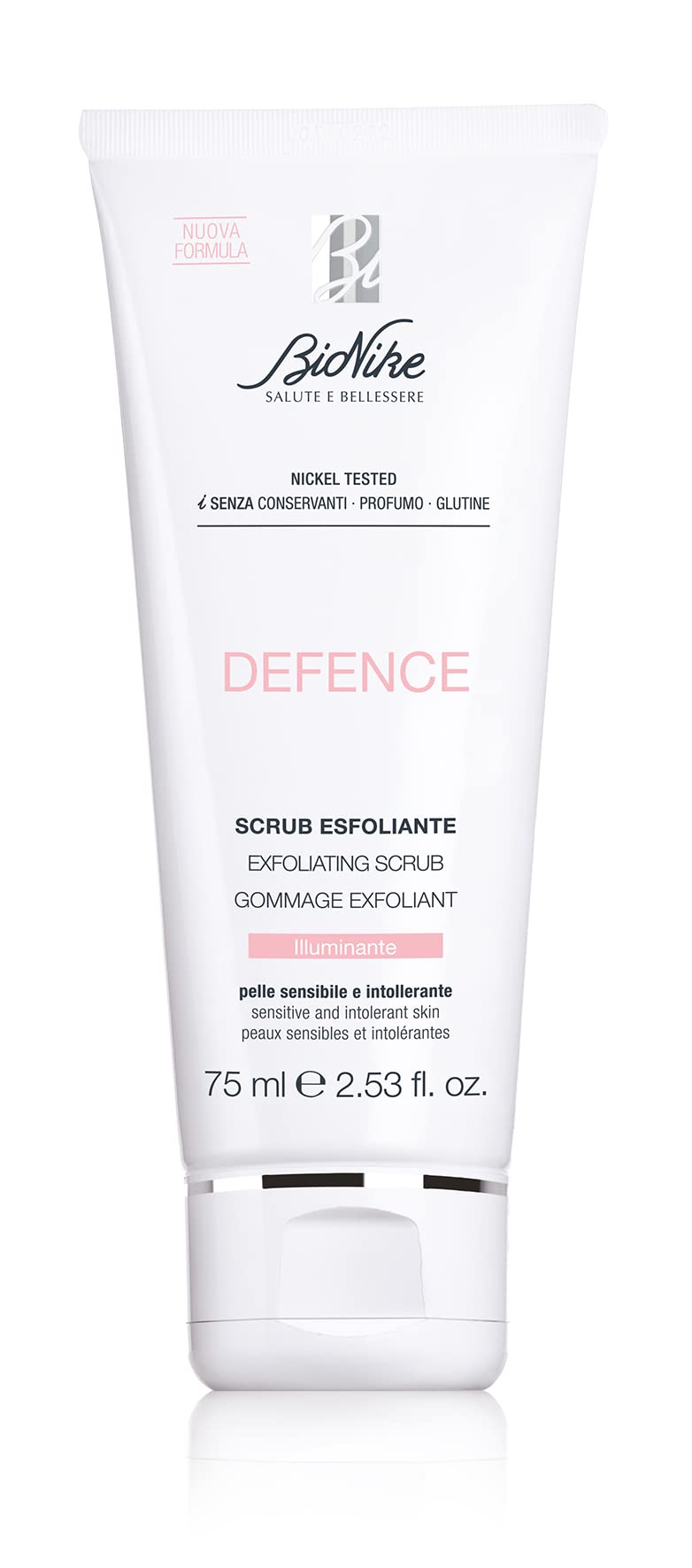 Bionike Defence - Scrub Micro-Esfoliante Viso per Pelli Sensibili e Intolleranti, Azione Delicata Levigante, Favorisce il Rinnovo della Pelle, Dona Luminosità e Freschezza, 150 ml