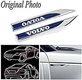 CHAMPLED 2Pcs Blue Great Metal Car Side Fender fit for Sports For VOLVO Skirts Knife Type Sticker Badge Emblem