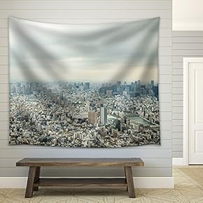 Tokyo Bird Eye View - Fabric Wall Tapestry Home Decor - 51x60 inches