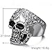 Mens Vintage Black Gothic Skull Rings 316L Stainless Steel Heavy Metal Rock Punk Biker Bands High Polished Size 8-12