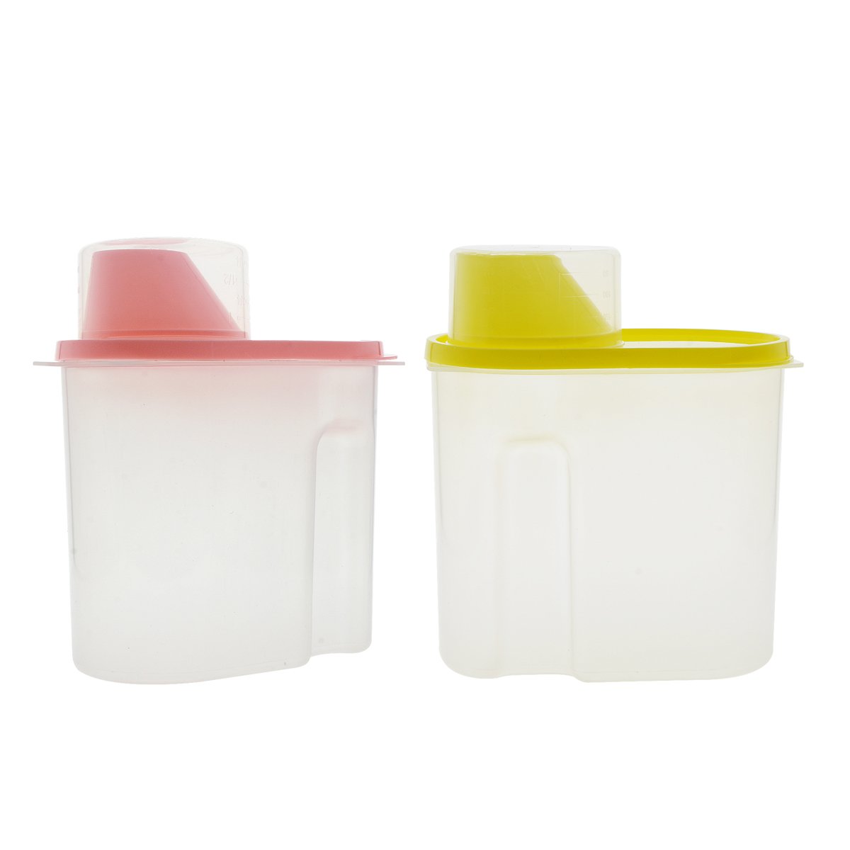 Saim Cereal Container with Pour Spout and Measuring Cup Plastic Clear Food Saver Airtight Watertight Cereal Keeper Food Storage Containers for Rice Grain Cereal Oatmeal Sugar Nuts Beans(2.5L, 2Pcs)
