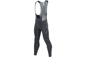 qualidyne Men's Thermal Cycling Bib Tights, 3D Padded, Fleece-Lined Winter Bike Leggings for Cold-Weather Riding