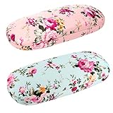 EZESO 2 pcs Glasses Case Spectacle Case Box Fabrics Floral Portable Hard Eyeglass Case