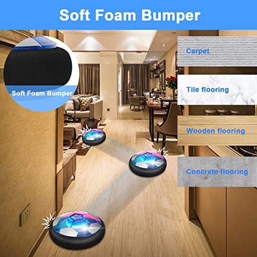 Nazano 3-in-1 Hover Soccer Ball - Kids Toy Hockey Soccer Sets with 3 Goals and LED Lights USB Rechargeable Battery Soccer Toys for Boys Girls Aged 3 4 5 6 7 8-12