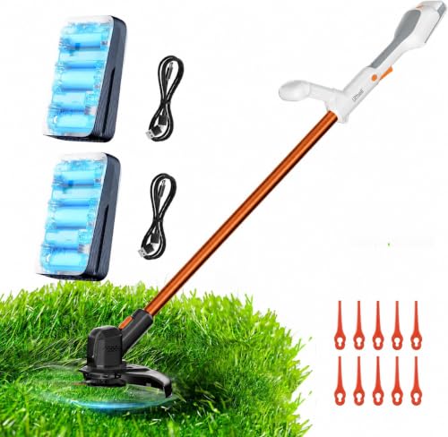 Litheli Akku Rasentrimmer 20V, 25cm Schnittbreite, inkl. 2X 10000mAH Akku, leistungsstarker Motor für Garten & Außenbereich, langlebiger Rasentrimmer mit Zwei A