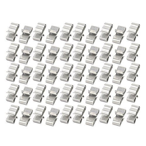 uxcell 50Pcs Solar Mounting Stainless Steel Cable Clamp Clip Fit for 2 x 6mm Dia Cable