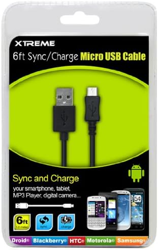 Xtreme 12-Feet USB Micro-B to USB-A Cable - Retail Packaging - Black