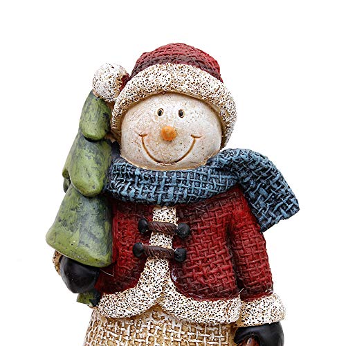 Christmas Snowman Figurines, Xmas Holiday Winter Wonderland Decoration Home Indoor Table Ornament Party Supplies Stone Resin Figurine (B-M)
