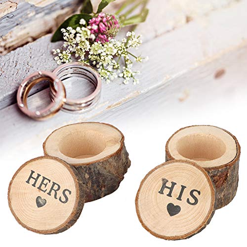 Yosoo Wood Wedding Ring Box, 2Pcs Engagement Ring Holder Boxes