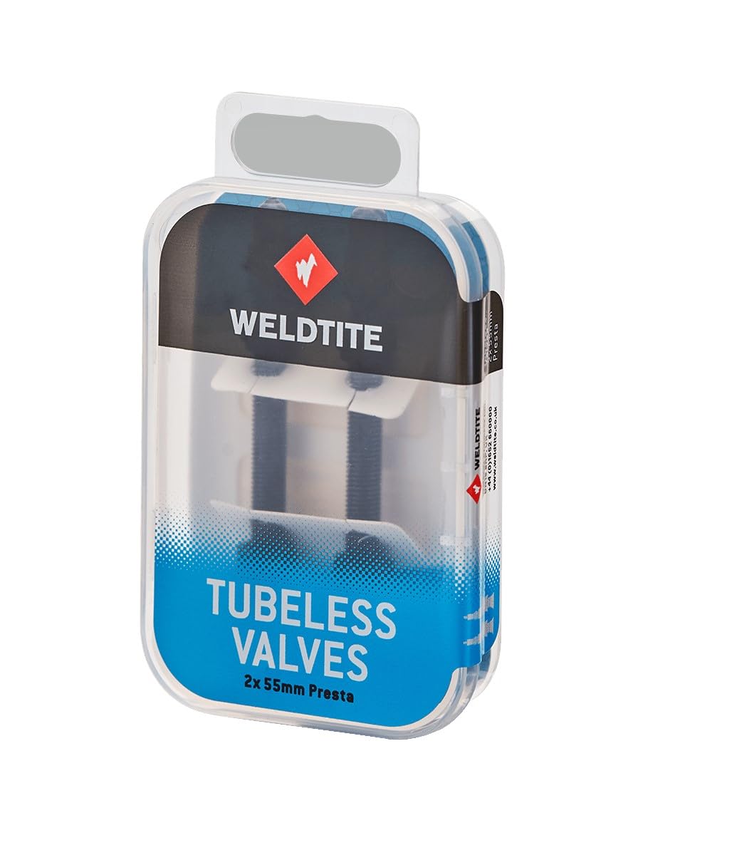 WELDTITE Tubeless Presta Valve Kit - Reliable and Durable - 2 x 55 mm, Black