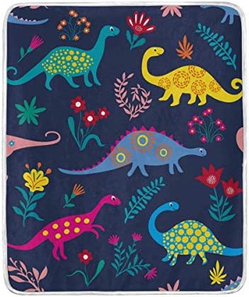 Mesllings Animal Dinosaur Velvet Plush Throw Blanket Cozy Warm Lightweight Blankets for Living Room Outdoor Travel 50x 60 inch