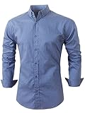 Emiqude Men's 100% Cotton Slim Fit Casual Long Sleeve Button Down Polka Dot Dress Shirt